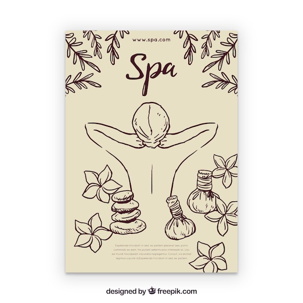 Free vector hand drawn poster template for a spa center