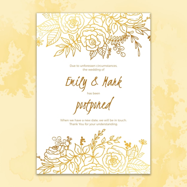 Hand drawn postponed wedding card template