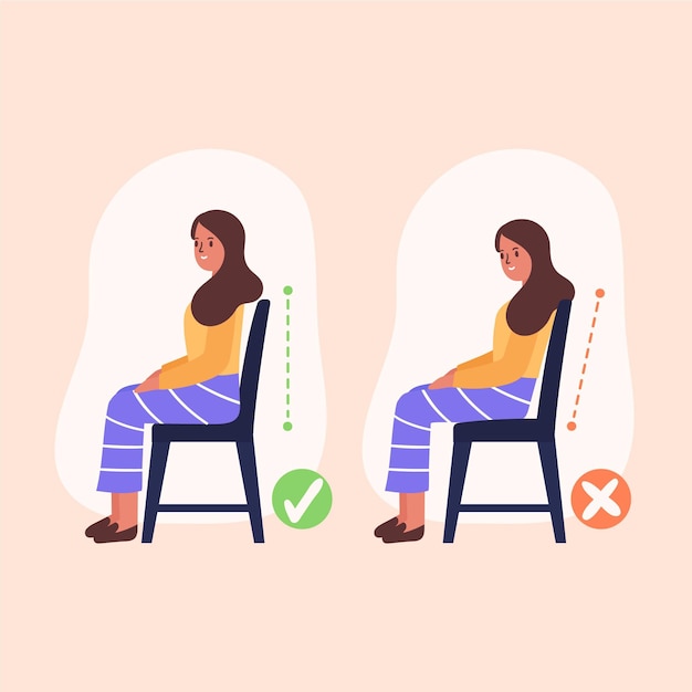 Free vector hand drawn posture correction infographics