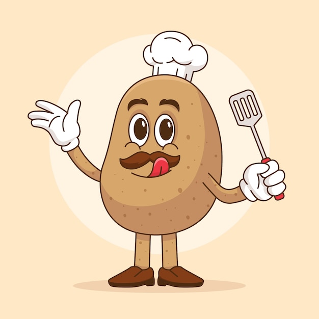 Hand drawn potato cartoon illustration
