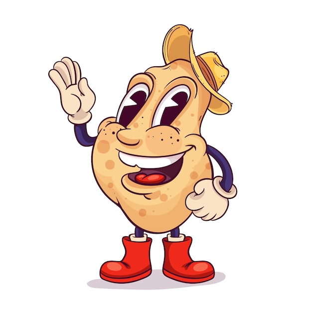 Hand drawn potato cartoon illustration