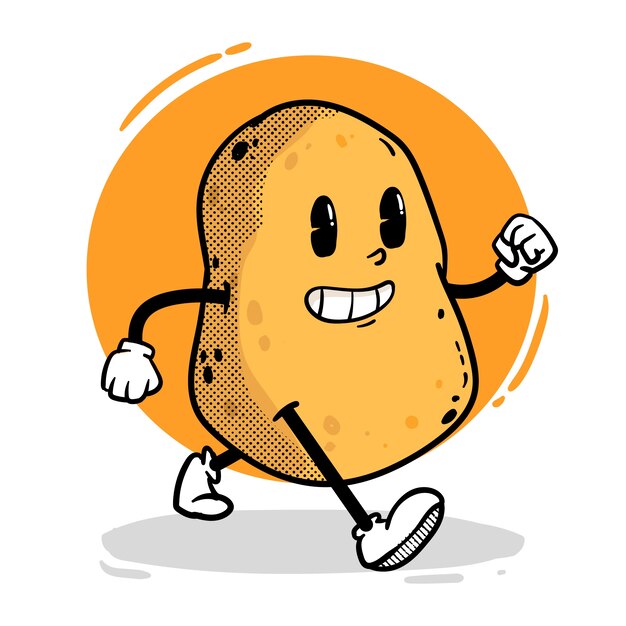 Hand drawn potato cartoon illustration