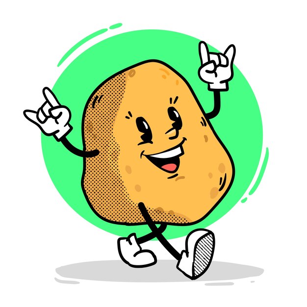 Hand drawn potato cartoon illustration