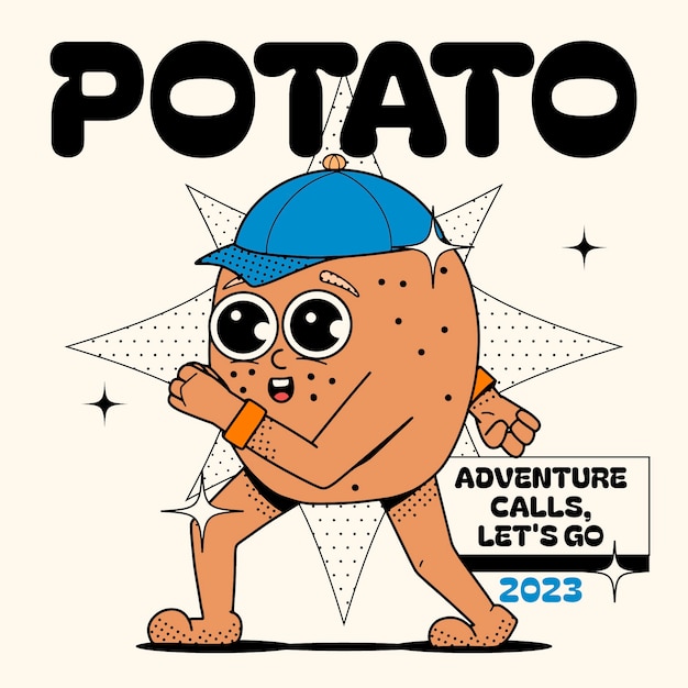 Free vector hand drawn potato cartoon illustration