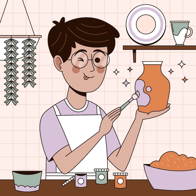 Free vector hand drawn pottery illustration