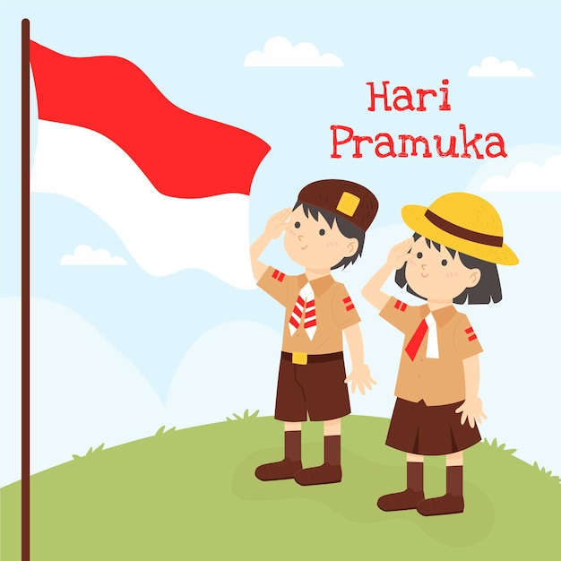 Free vector hand drawn pramuka day illustration