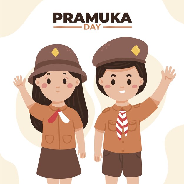 Hand drawn pramuka day illustration