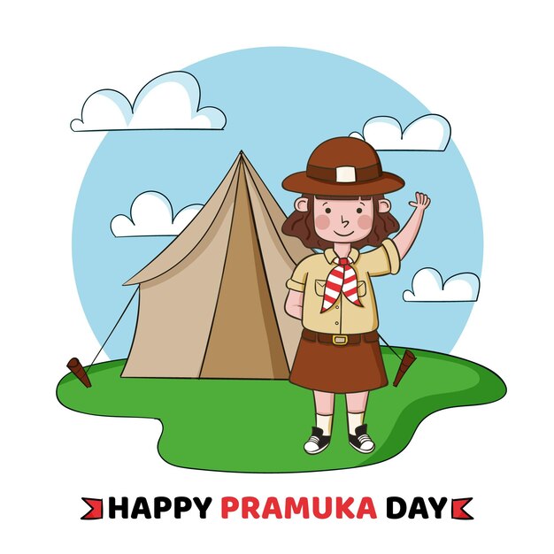 Hand drawn pramuka day illustration