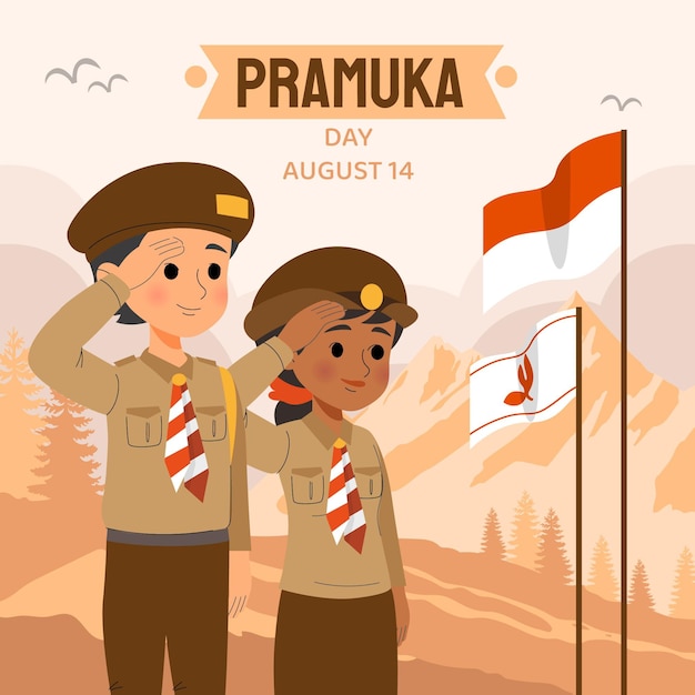 Free vector hand drawn pramuka day illustration