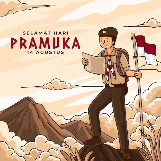 Free vector hand drawn pramuka day illustration
