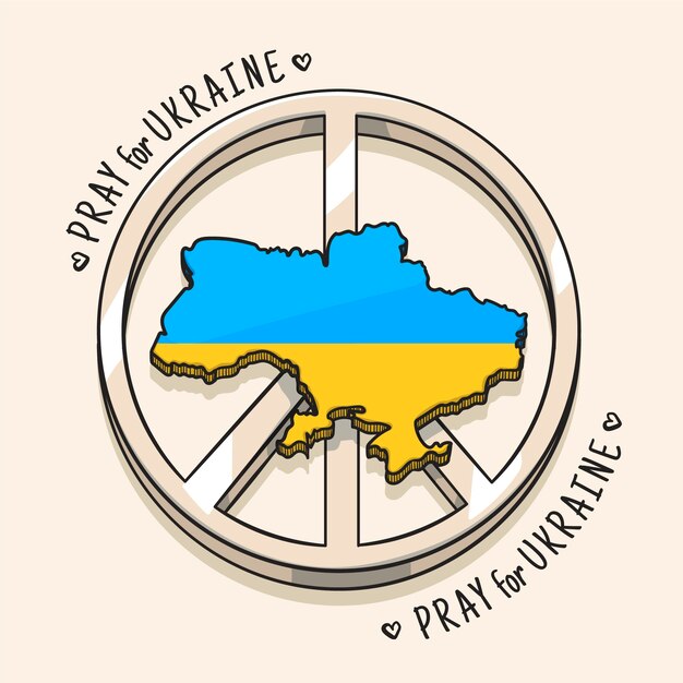 Hand drawn pray for ukraine illustration