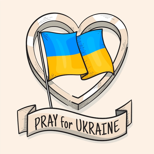 Free vector hand drawn pray for ukraine illustration