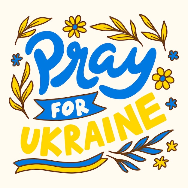 Hand drawn pray for ukraine