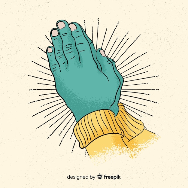 Hand drawn praying hands background