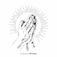 Free vector hand drawn praying hands background