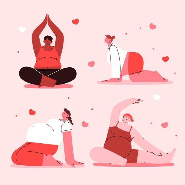 hand drawn pregnancy yoga collection