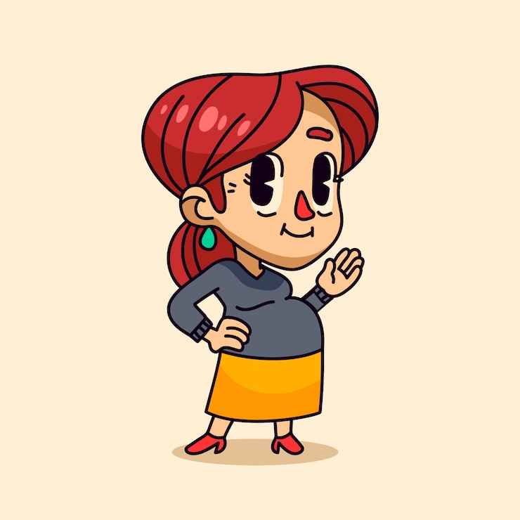 무료 Vector 손으로 그린 임산부 만화 그림