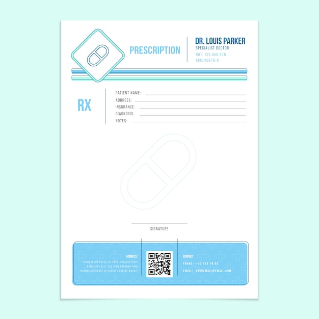 Free vector hand drawn prescription template