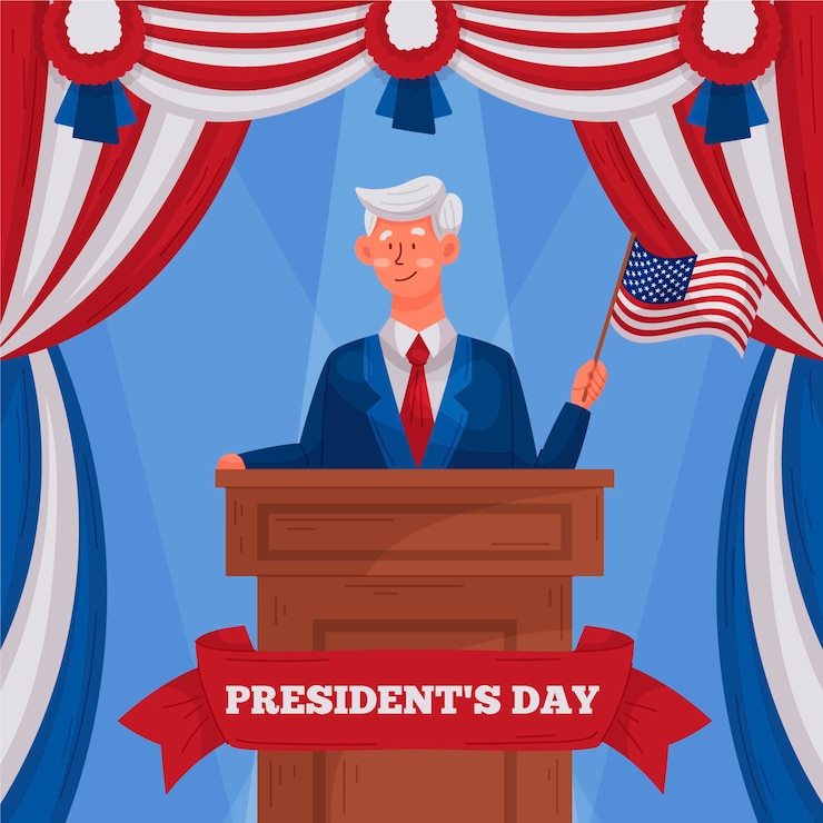 無料Vector 手描きの大統領の日のプロモーション