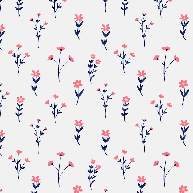 Hand drawn pressed flowers pattern