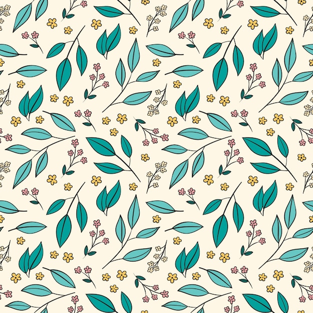 Free vector hand drawn pressed flowers pattern