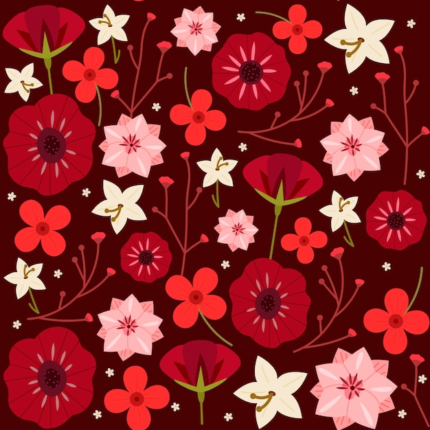 Free vector hand drawn pressed flowers pattern