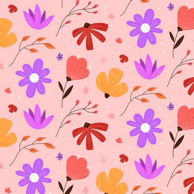 Hand drawn pressed flowers pattern