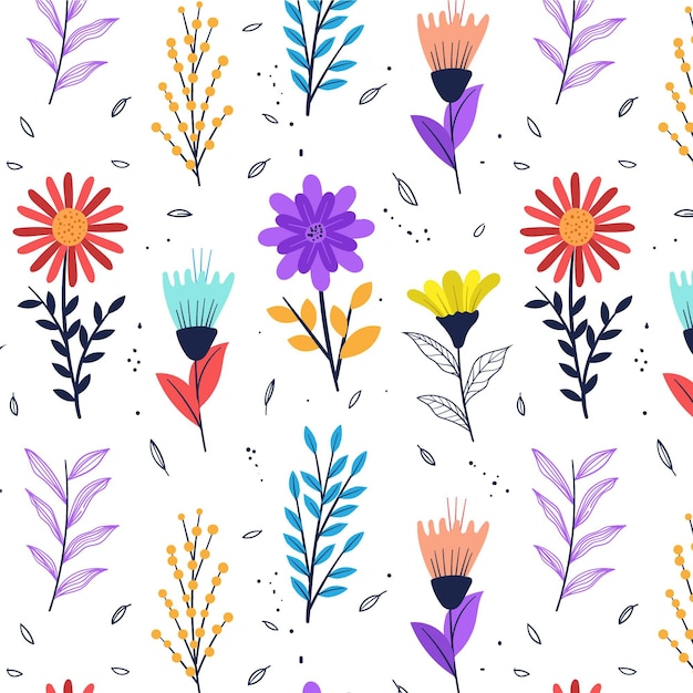 손으로 그린 된 누르면 된 꽃 패턴