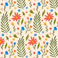 Free vector hand drawn pressed flowers pattern