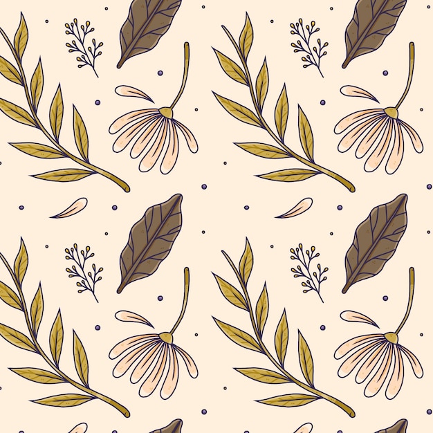 Free vector hand drawn pressed flowers pattern