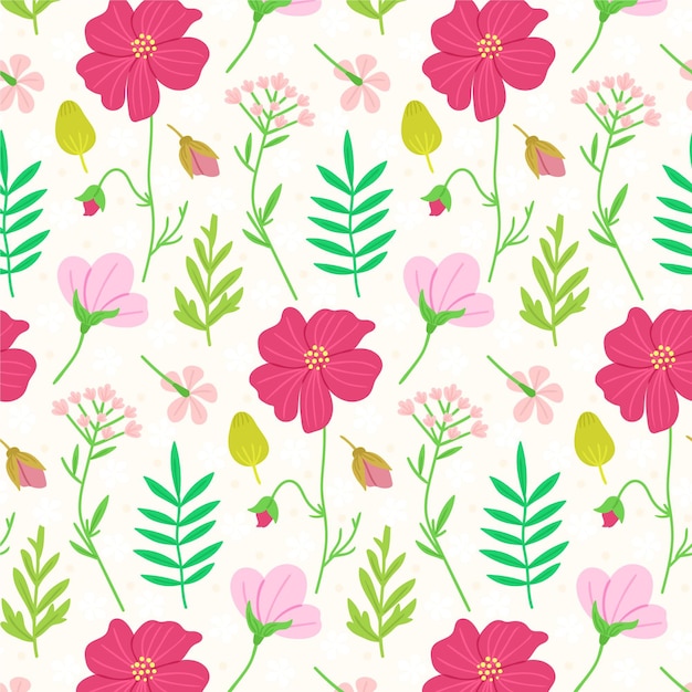 Hand drawn pressed flowers pattern