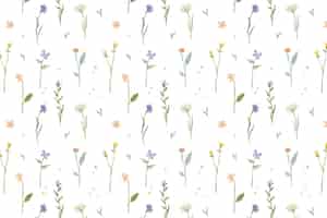Free vector hand drawn pressed flowers pattern
