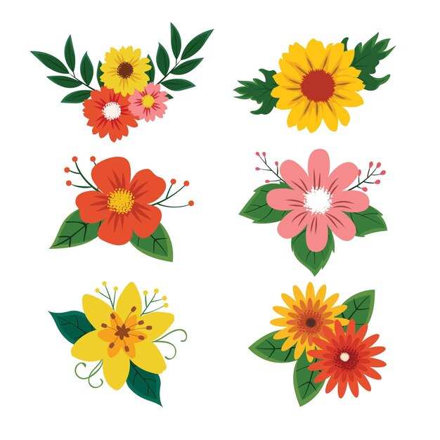 Free Vector hand drawn pretty flower collection