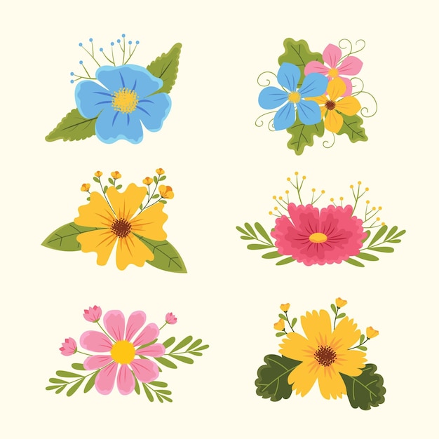 Hand drawn pretty flower collection