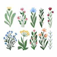 Free vector hand drawn pretty flower set