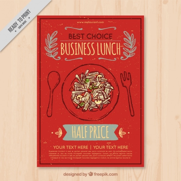 Бесплатное векторное изображение Ручной обращается довольно ресторан брошюра в стиле ретро