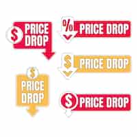 Бесплатное векторное изображение Набор рисованной этикетки снижения цен