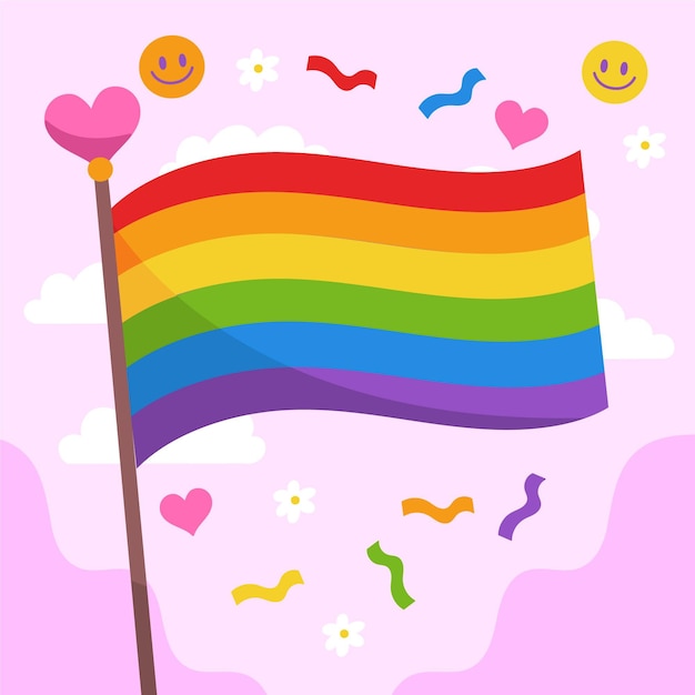 Hand drawn pride day flag illustration