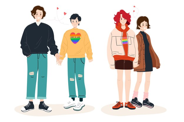 Hand drawn pride day people collection