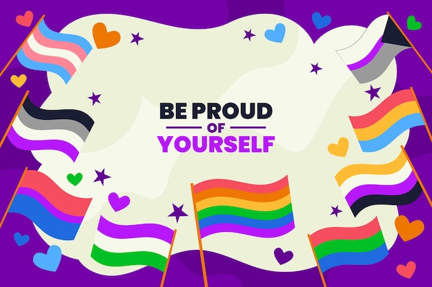 Free vector hand drawn pride month background with flags