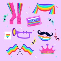 Hand drawn pride month element pack