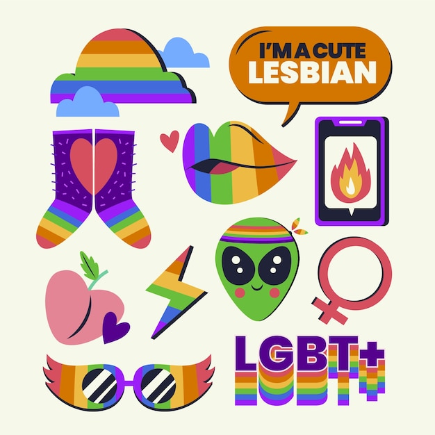 Free vector hand drawn pride month element set