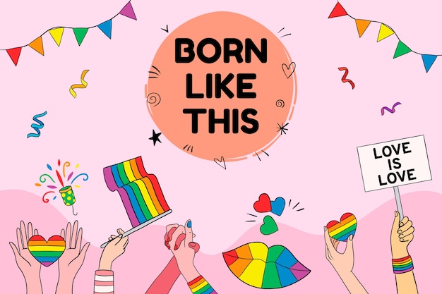 Free vector hand drawn pride month lgbt background