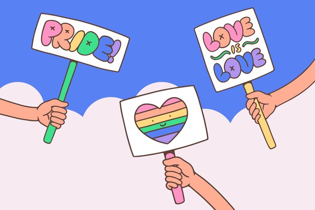 Hand drawn pride month lgbt background