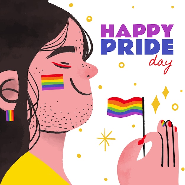 Vettore gratuito illustrazione lgbt del mese dell'orgoglio disegnato a mano