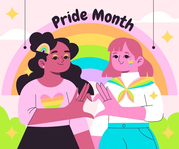 Hand drawn pride month lgbt illustration