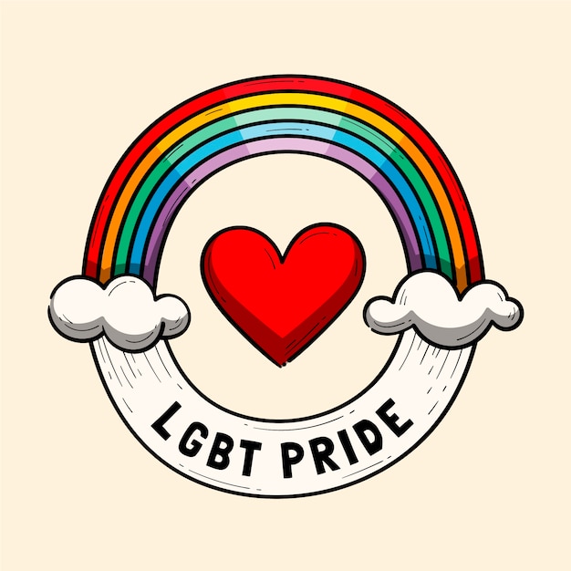 Hand drawn pride month lgbt logo template