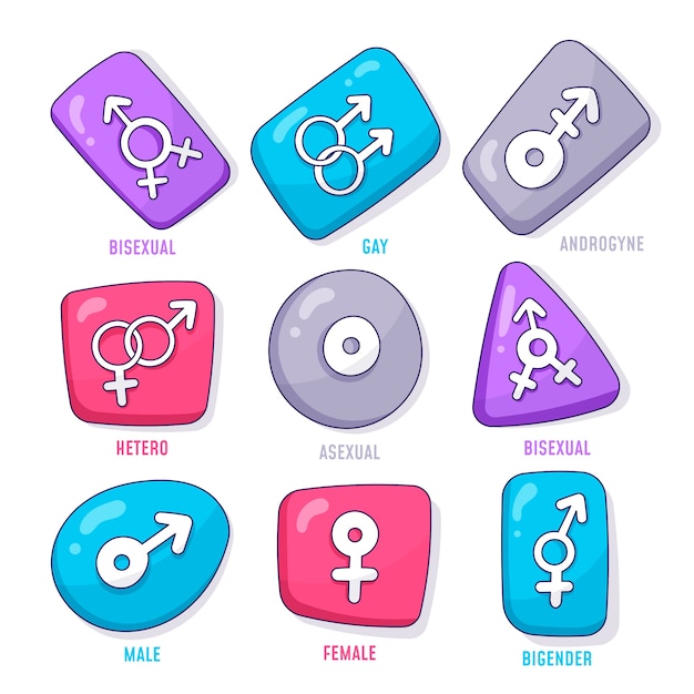 Free vector hand drawn pride month lgbt symbols collection