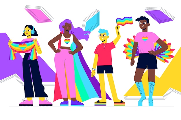 Hand drawn pride month people illustration