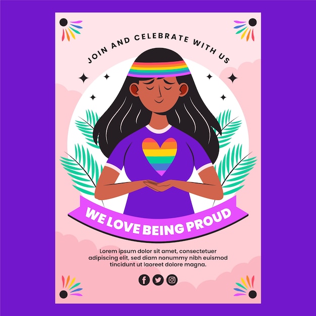 Hand drawn pride month poster with woman